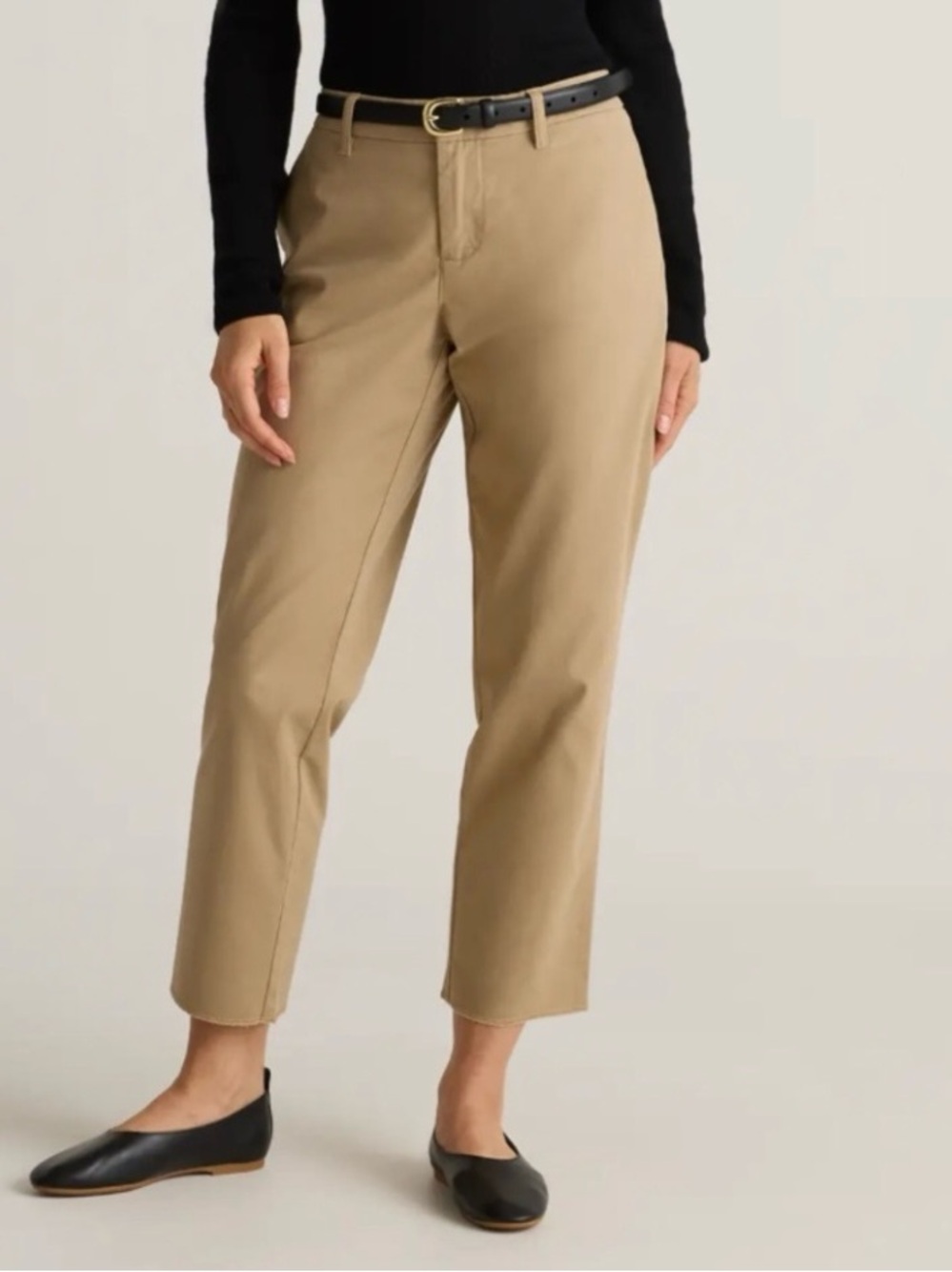 NWT Quince organic stretch cotton girlfriend chino pants size 6 tan cropped